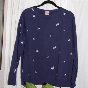 Blue, Como Vintage, floral embroidered sweatshirt